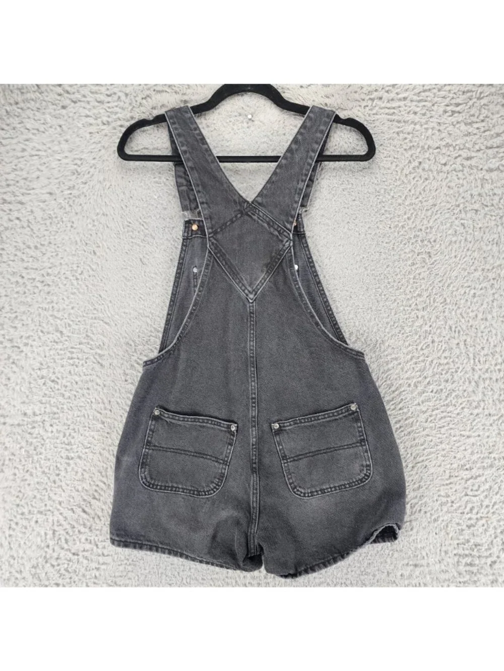 Old Navy Short Overalls Womens Small Black Cotton Denim Jean Jorts Shortalls